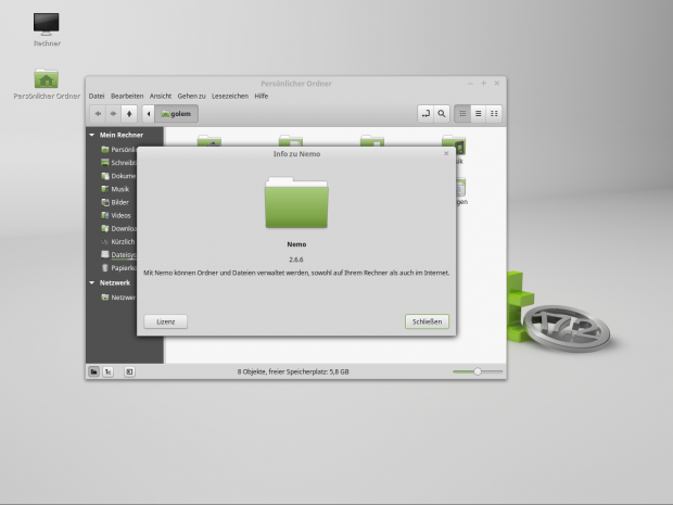 In Cinnamons Dateimanager Nemo ... (Screenshot: Golem.de)